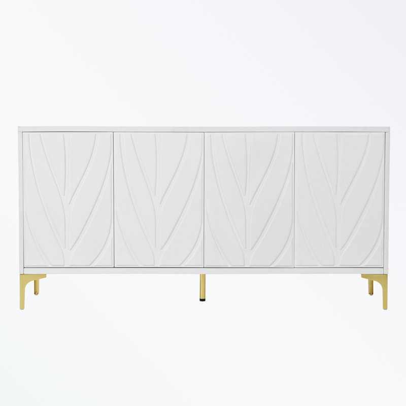 Buffet 4 portes avec pieds en métal, Blanc