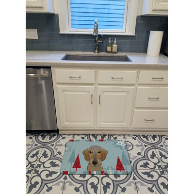 Tapis pour salle de bain en mousse à mémoire teckel braque winter fêtes