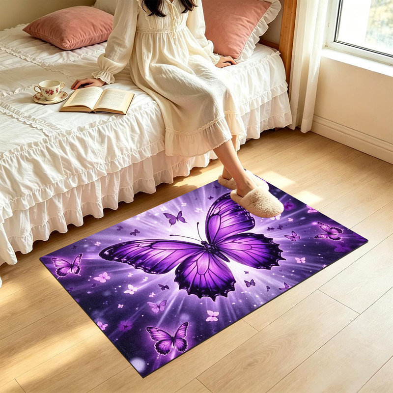 Tapis d'entrée antidérapant pour l'extérieur, Papillon mauve brillant, 20 po x 32 po
