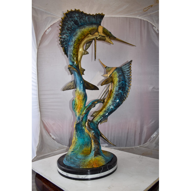 Statue colorée entrelacée voilier et marlin