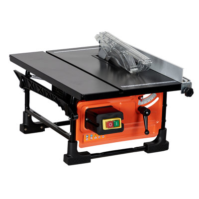 Scie circulaire de chantier compacte Orange 8 pouces, moteur en cuivre 800 W 6,7 A, 3576 tr/min, lame 24 dents, guide d'onglet coulissant pour le travail du bois et la fabrication de meubles.