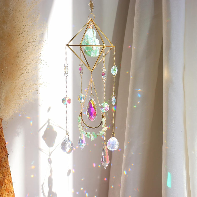 Green Fluorite Crystal Hanging Suncatcher