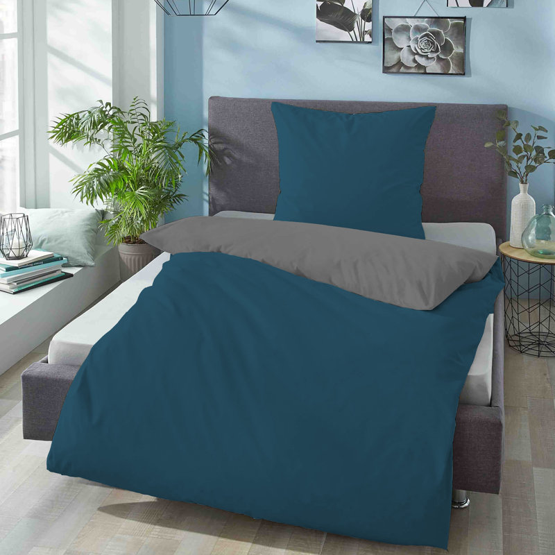 Duvet Cover Set, 155 x 220 cm - 1 Pillowcase (80 x 80 cm), Blue