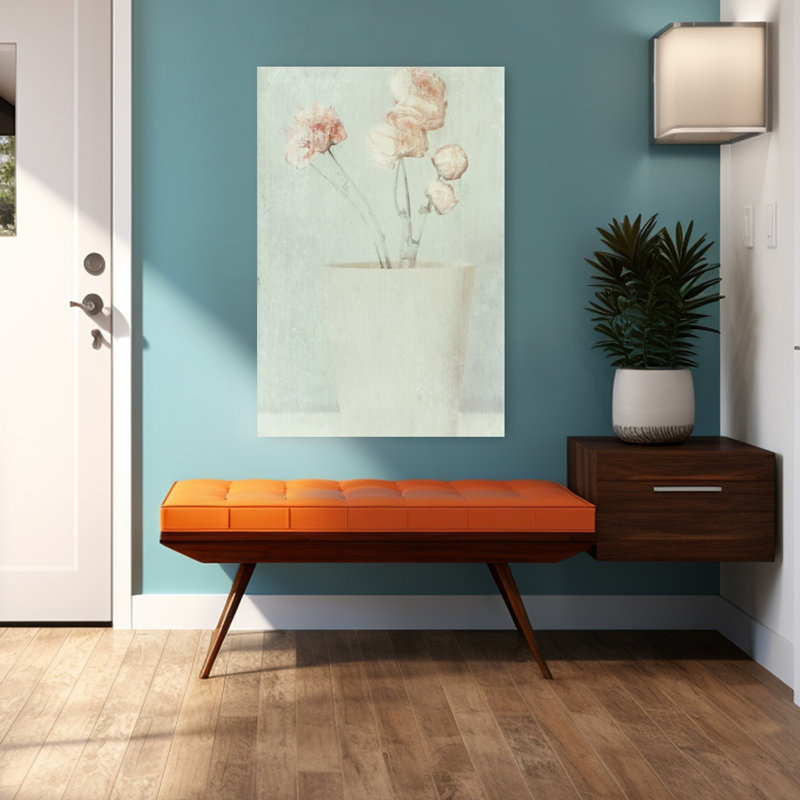 Douces fleurs délavées, impression délicate de fleur romantique romantique, 48" H x 32" W