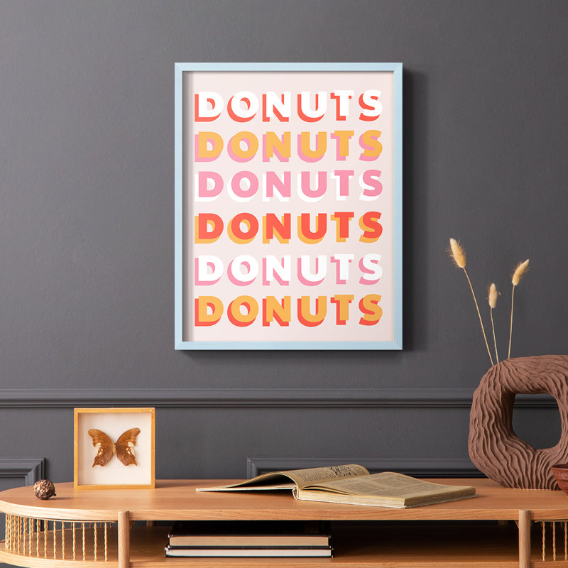«Donuts», reproduction encadrée - bois massif, Bleu, H 10 po x l 8 po