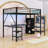Metal Loft Bed With Open Wardrobe, LED Light, Desk, Charing Station And Storage Stair-116532766-118659724