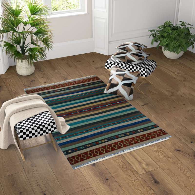 Randell Rectangle 310 cm x 380 cm Striped Hand Woven Kilim