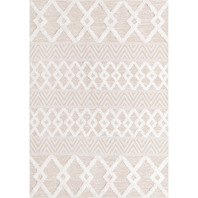 Tapis beige en coton Casa Southwestern, Rectangle 6 pi 4 po x 9 pi