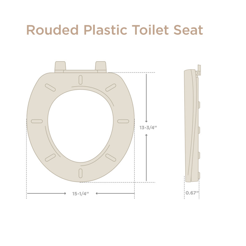 Siège de toilette rond avec charnières réglables en plastique d'os, taille standard, Os