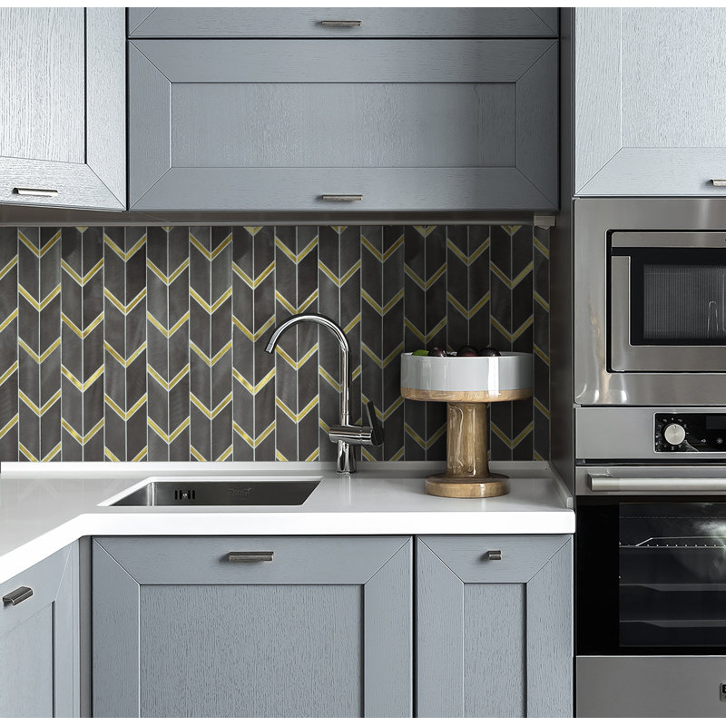 Twilight Aluminium Chevron Mosaic Tile