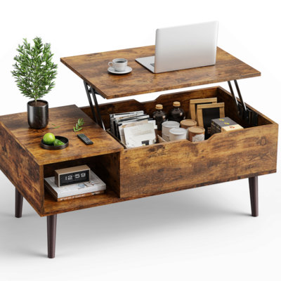 Lift Top Coffee Storage Wood Tables With Hidden Compartment Small Dining Desk For Living Room Office -  George Oliver, 67D4090741E04F3F82AA72188F5D7278