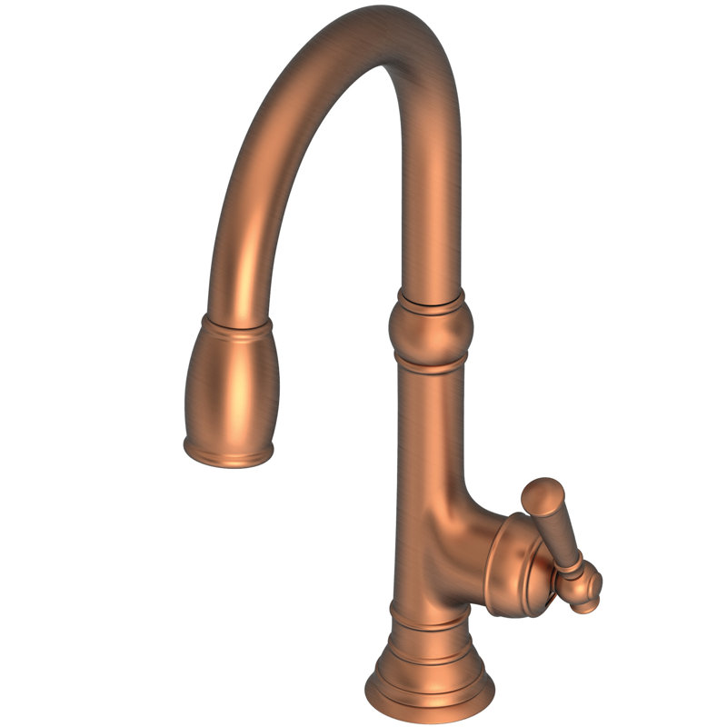 Jacobean Single Handle Pull Down Kitchen Faucet, Antique Copper