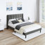 Grand lit plateforme tapissier en lin gris foncé - tête de lit moderne, sans sommier, support à lattes de bois, assemblage facile, poids de 63,39 po, poids maximal de 600 lb, assemblage, roulement