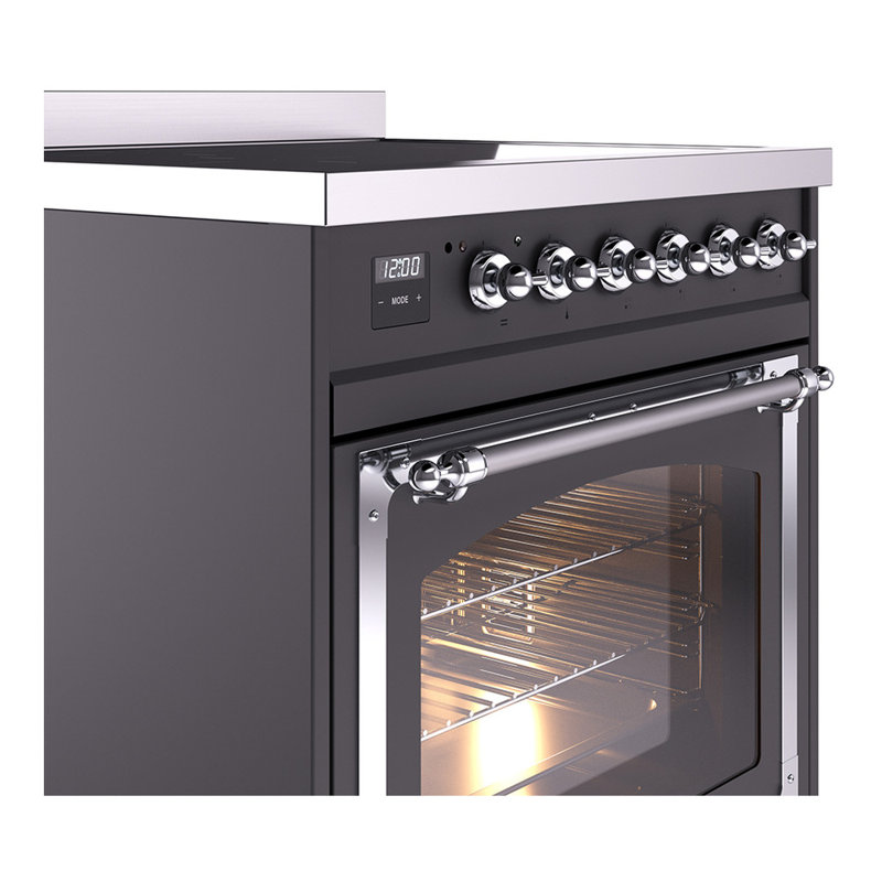 ILVE Nostalgie II Noblesse 30 in Induction Range, Graphite Matte/Chrome