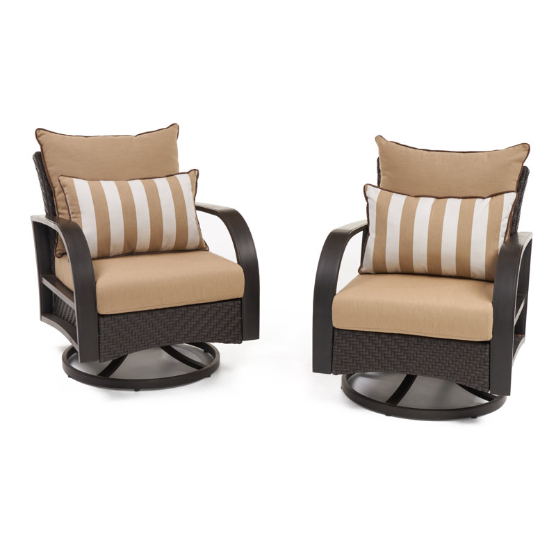 Chaise de patio en osier Kechia, Toile Sunbrella® beige chiné
