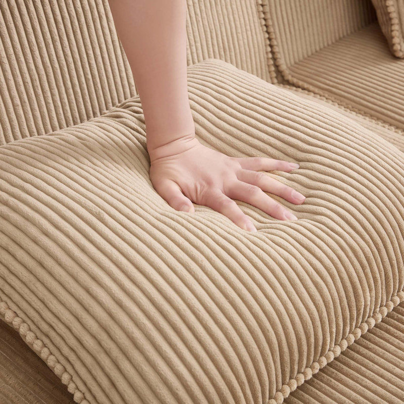 Canapé modulaire à 2 places avec coussins décoratifs et 1 repose-pieds Modern Cordurory, Camel Corduroy