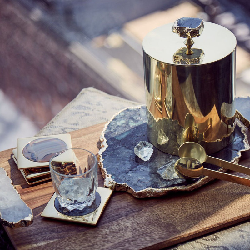Kiva Platter Medium, Emerald & Gold