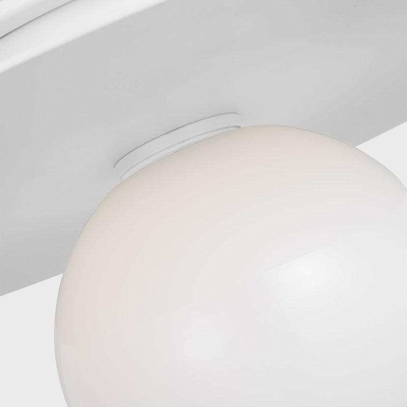 Milk Glass Shade Flush Mount, 6.375" H x 14" W x 14" D