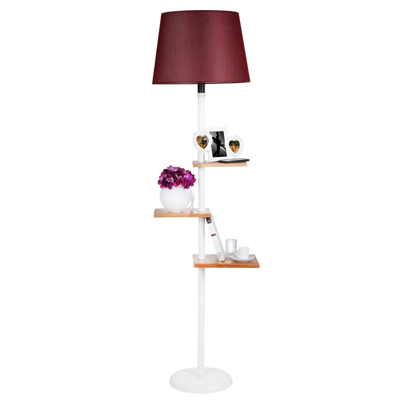 Lampe de table sur pied 67 "Joffe, Rouge bordeaux, Blanc