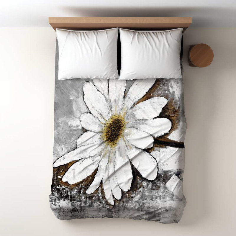 Housse de couette à motif floral abstrait blanc | Décoration intérieure