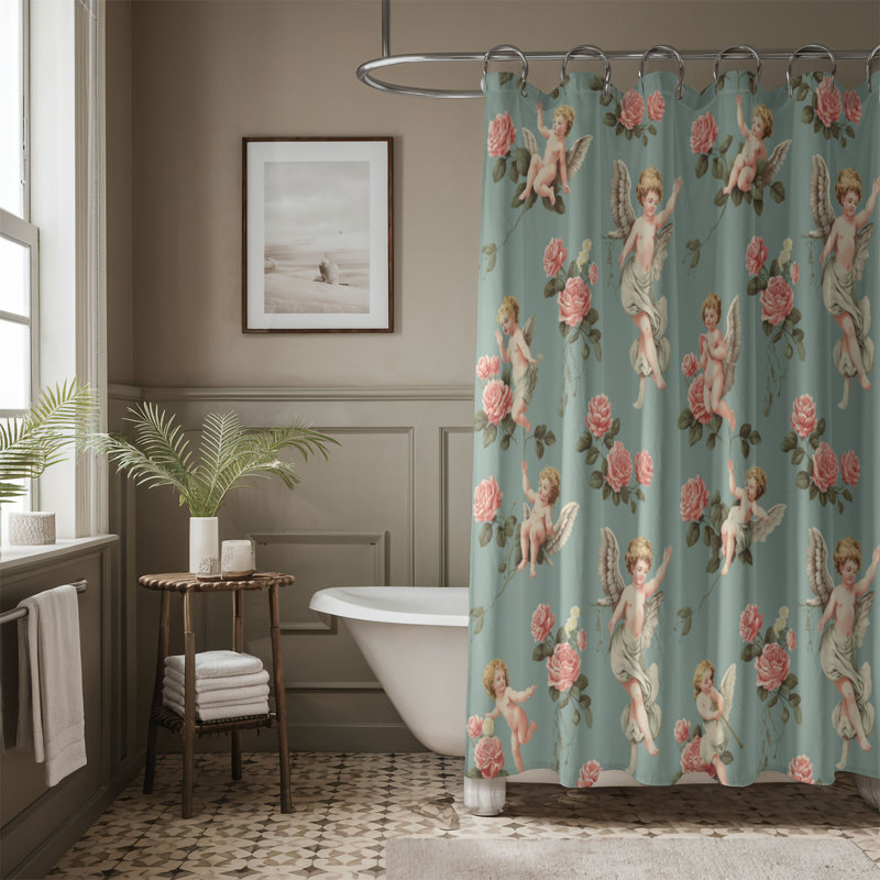 Rideau de douche Blue Cherub - Premium, H 74 po x l 71 po