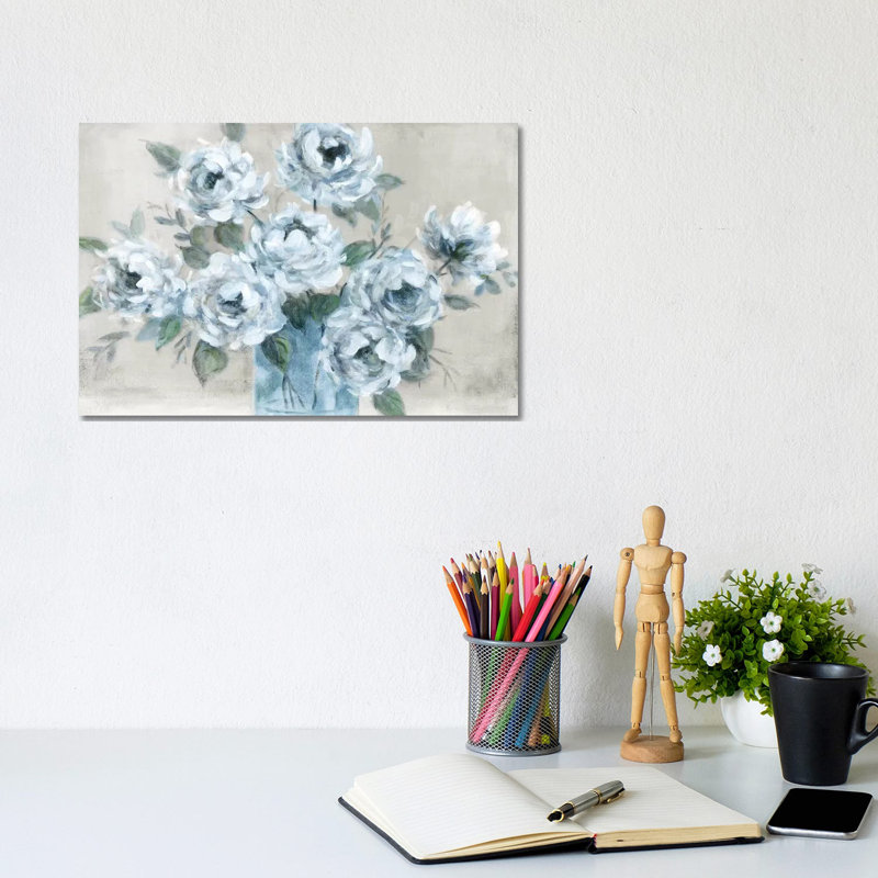 « Tender roses » par Carol Robinson, reproduction d’art, Pas de tapis, Toile tendue, H 8 po x l 12 po x P 0,75 po