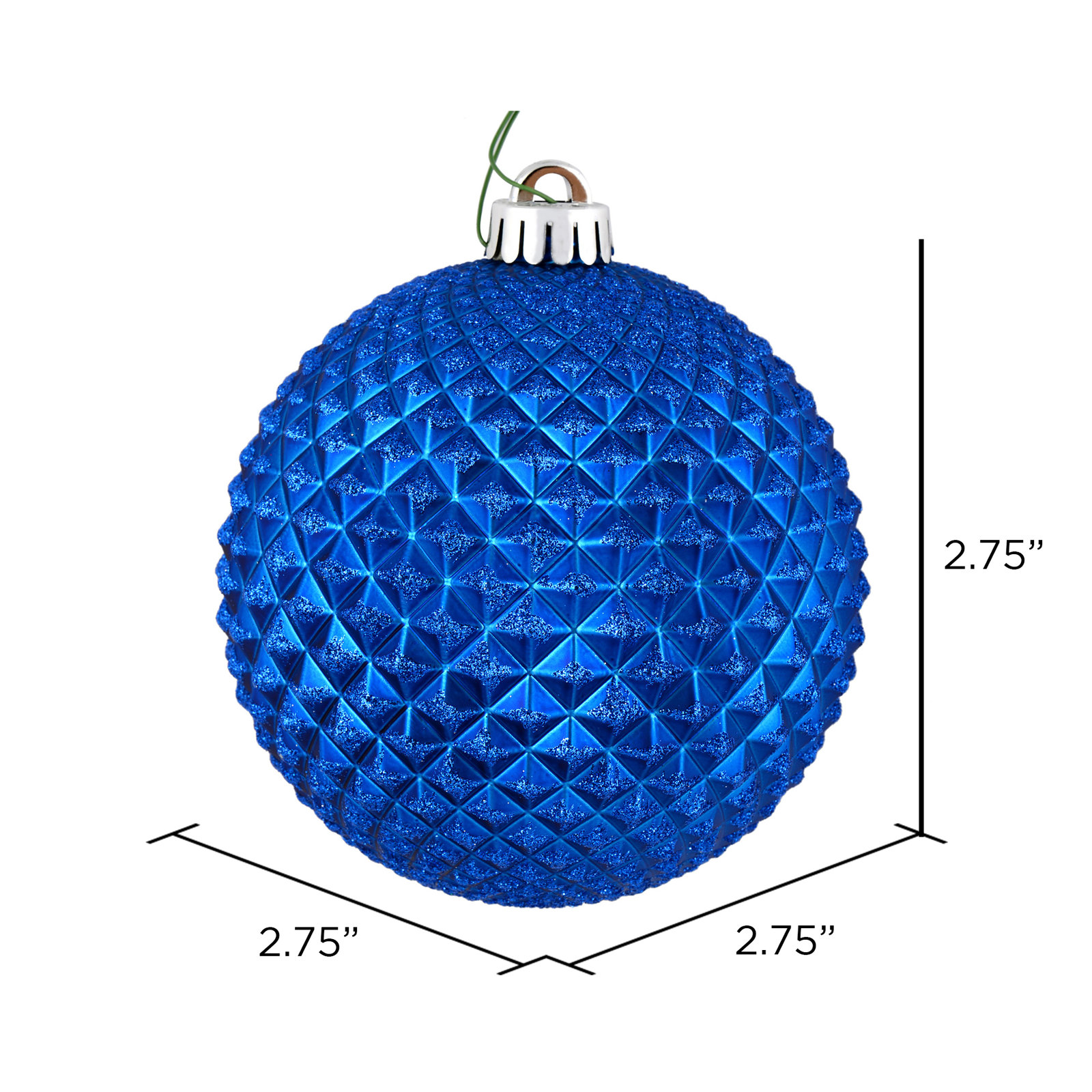 2.75'' Geometric Shatterproof Ball Ornament, Blue