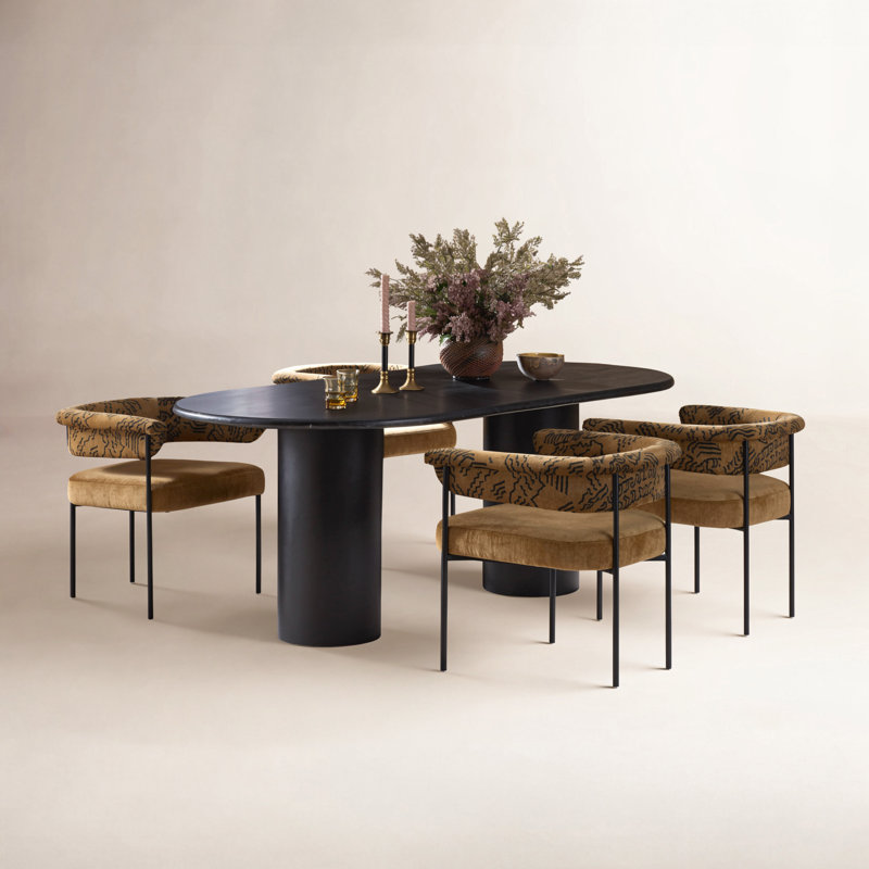 Belle Oval Marble Dining Table, Black Marble