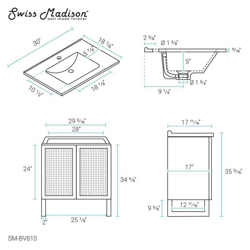Meuble-lavabo simple avec plateau Arles 51,3