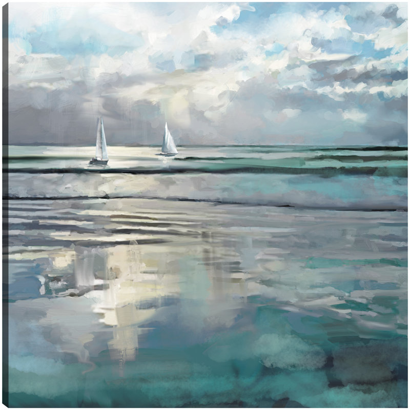Indigo Seas Coastal Wrapped Canvas Art Print 35" x 35"