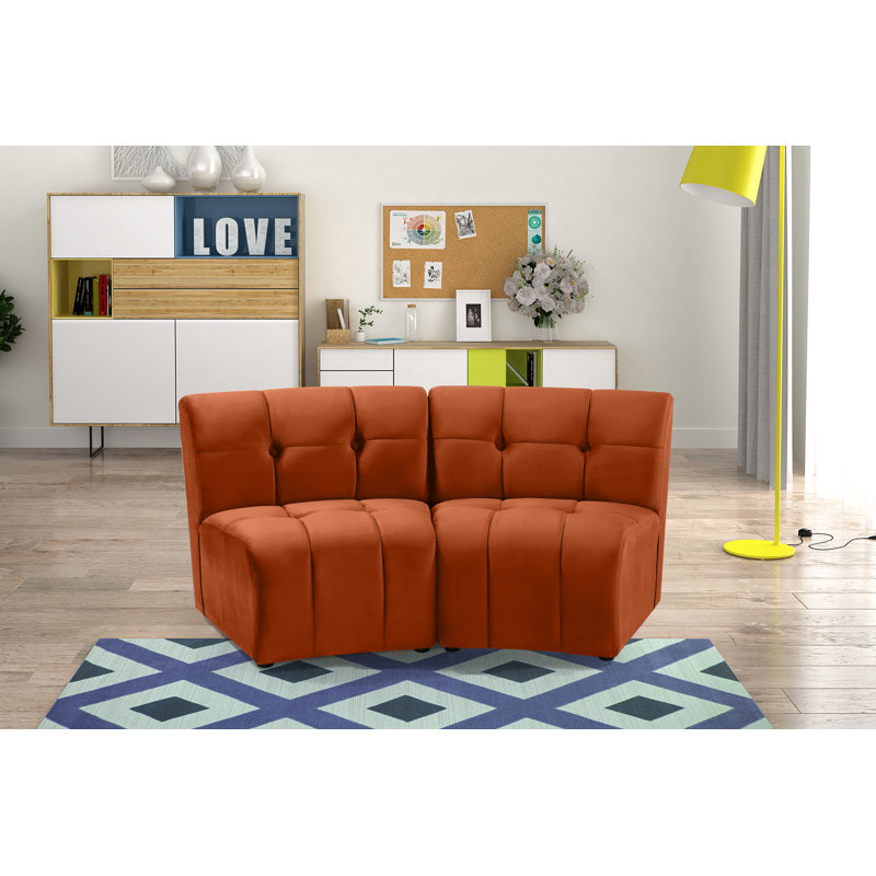 Jedson Velvet Sectional Symmetrical, Cognac Velvet