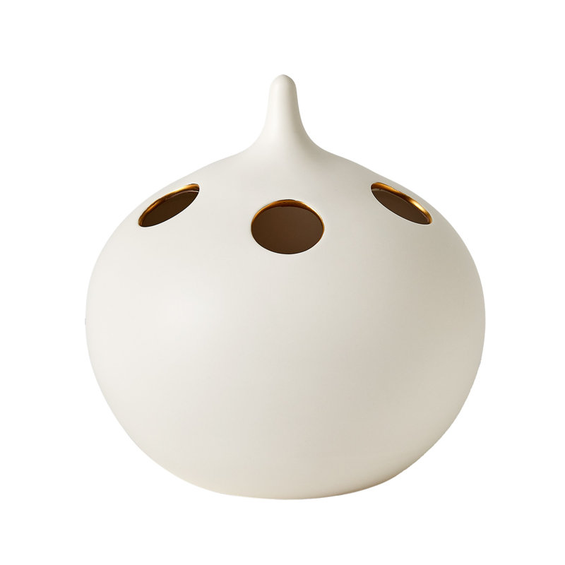 Vase de table Oh No, Blanc mat / or, H 4 po x l 4 po x P 4 po