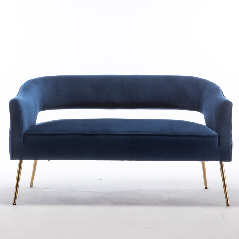 Deybi 51'' Velvet Recessed Arm Loveseat, Navy Blue Velvet