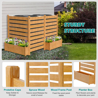 Clôture pour climatiseur 38 po L x 60 po H, 2 panneaux de bois pour plus d'intimité