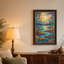 Art mural sur toile bleu sarcelle et orange-447129883
