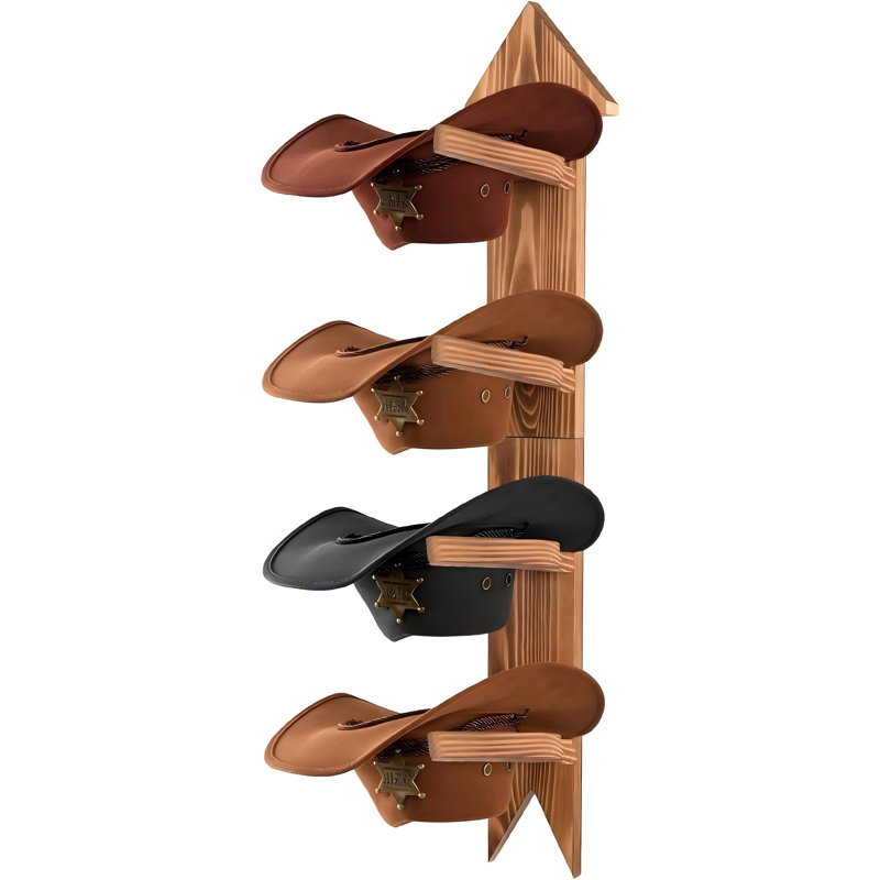 Porte-chapeaux mural de style cowboy, support à crochets rustique en bois, peut contenir jusqu'à 4 chapeaux