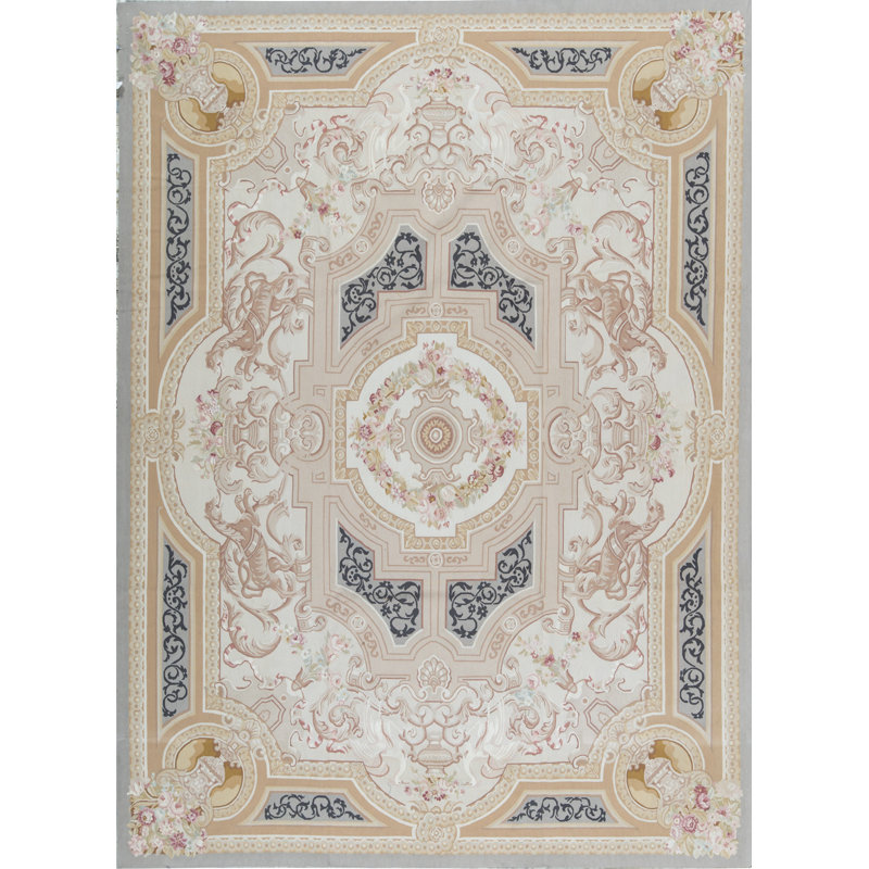 Hand-Knotted High-Quality Beige and Gray Area Rug