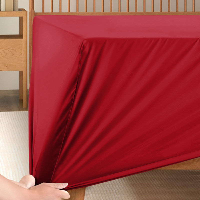 Kadie-Lea Super Soft Extra Deep Microfiber Brushed Fitted Sheet, Kingsize (5'), Red
