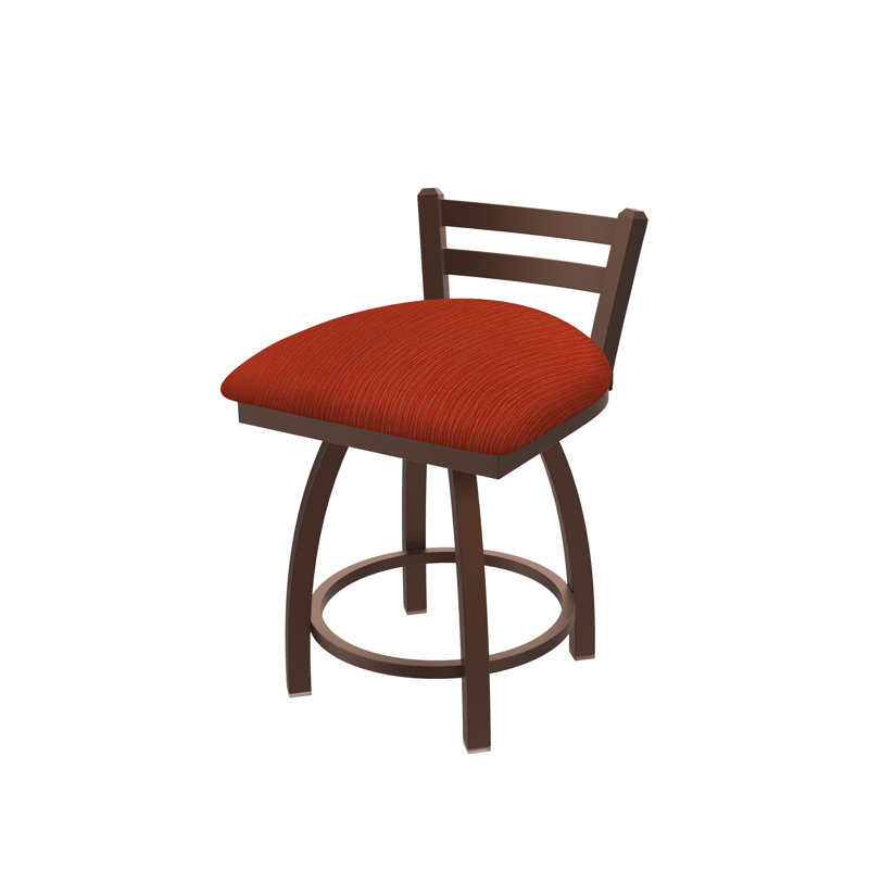 Tabouret de coiffeuse Jackie, Tissu graphique coquelicot, Bronze