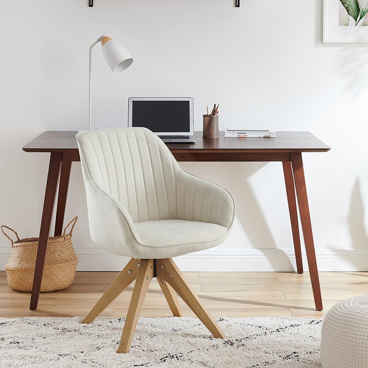 Mid-Century Swivel Office Chair - Wood Legs