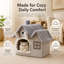Lit-grotte pliable à double toit pour animaux de compagnie, maison en peluche isolée et lavable pour petits chiens et chats-787663925
