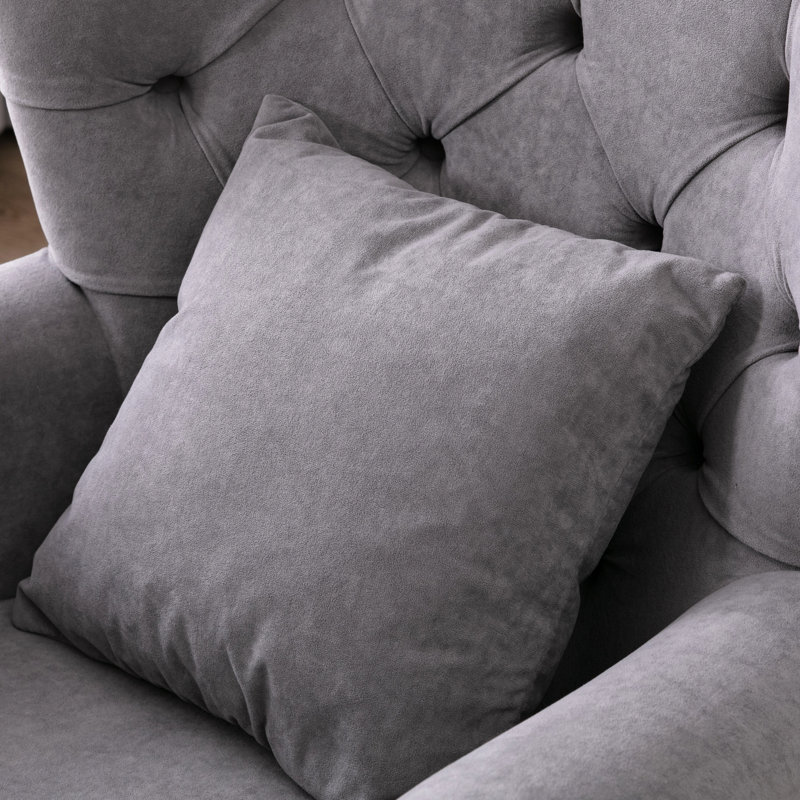74.93Cm Wide Tufted Wingback Chair, Grey
