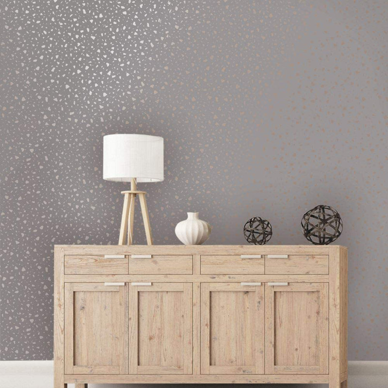 Terrazo Mosaic Effect 10m x 53cm Metallic Wallpaper Roll