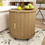 Ensemble de 2 tables de bout cylindriques de style Mid-Century moderne avec station de charge intégrée et porte coulissante, table de chevet ronde à 2 niveaux avec ports USB, table de chevet Osk pour le salon, la chambre à coucher, le vestibule-1836867858