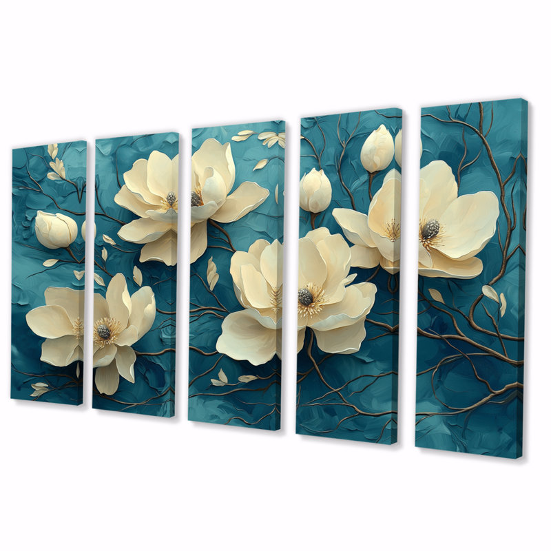 Jardin de magnolias sur la rivière Agae II - art mural - décoration murale traditionnelle, H 28 po x l 60 po, 5