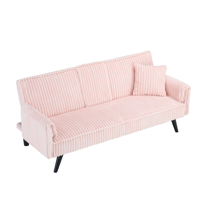 Minimalist Style, Straight-Line Corduroy Sofa Suitable For Sitting And Lying In The Living Room And Bedroom, Pink