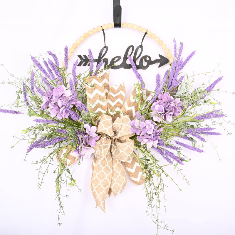 Couronne fabriquée à la main 24 po avec porte «Hello»