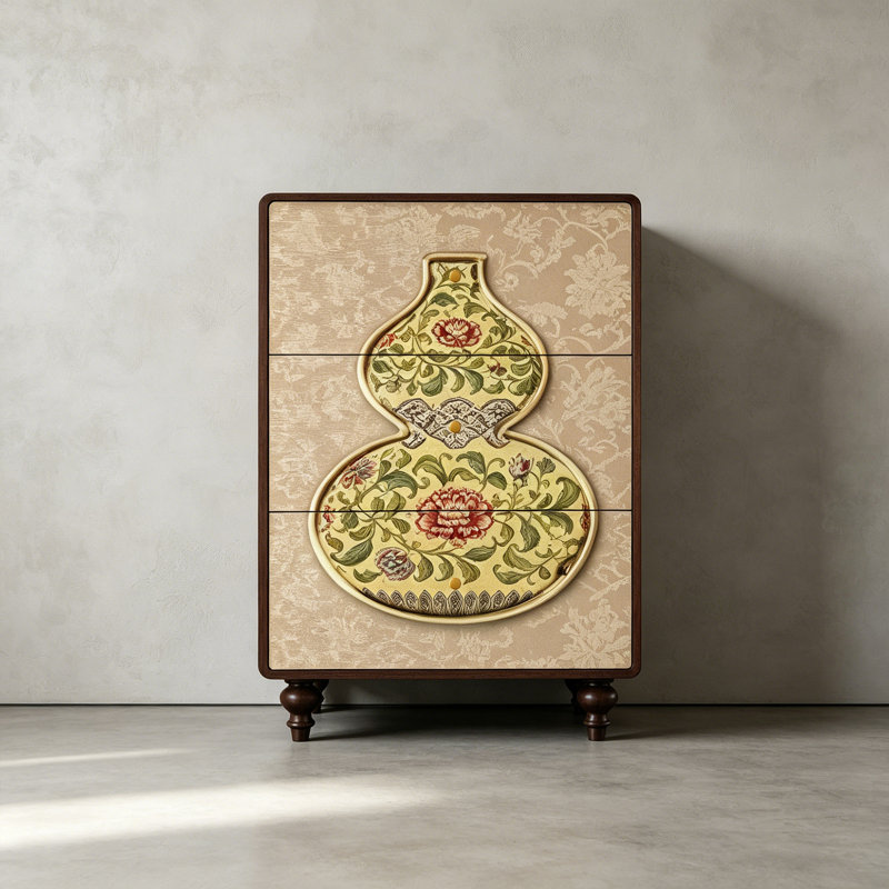 Armoire à chaussures en bois massif de style chinois rétro, Walnut