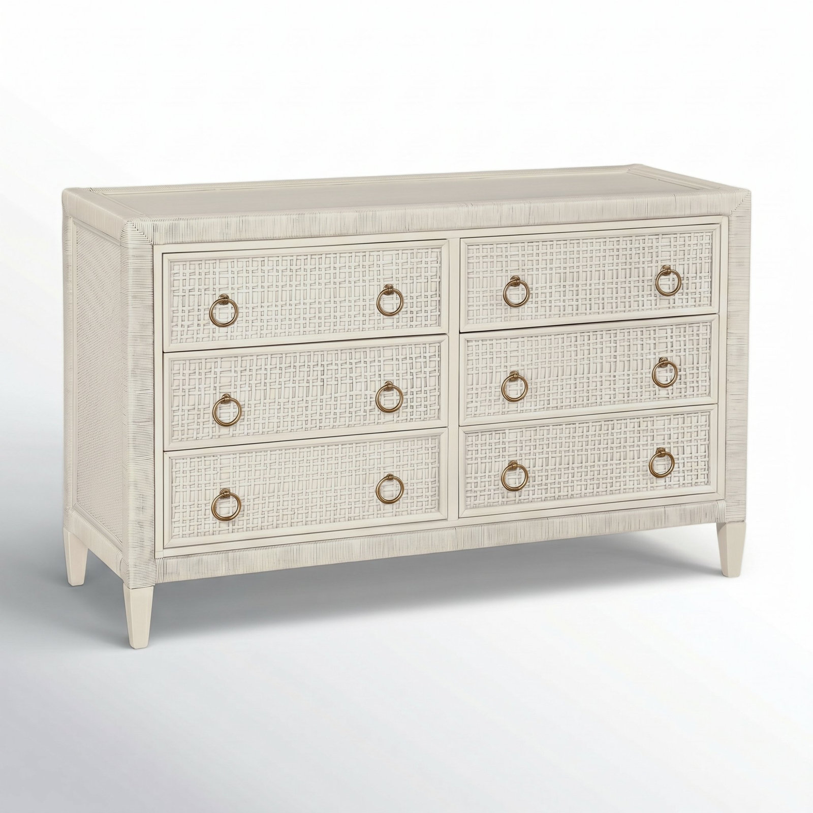 Monterey 54" Double Dresser, Bisque, No, Brass