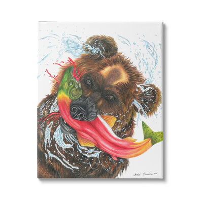 " Brown Bear Hunting River Fish Forest Animal Kingdom " by Andrea Kochish